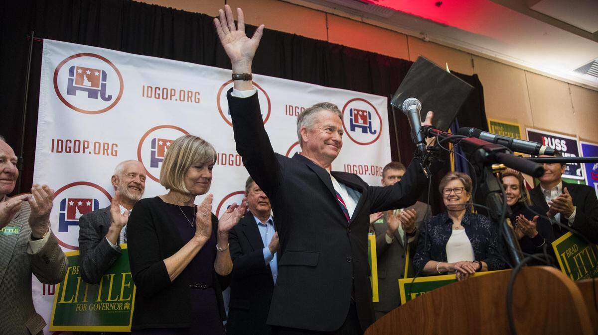 Brad Little celebrates his victory for Idaho governor on Election Night. He’s busy appointing aides and department heads as his swearing-in (and that of other statewide officials) approaches.