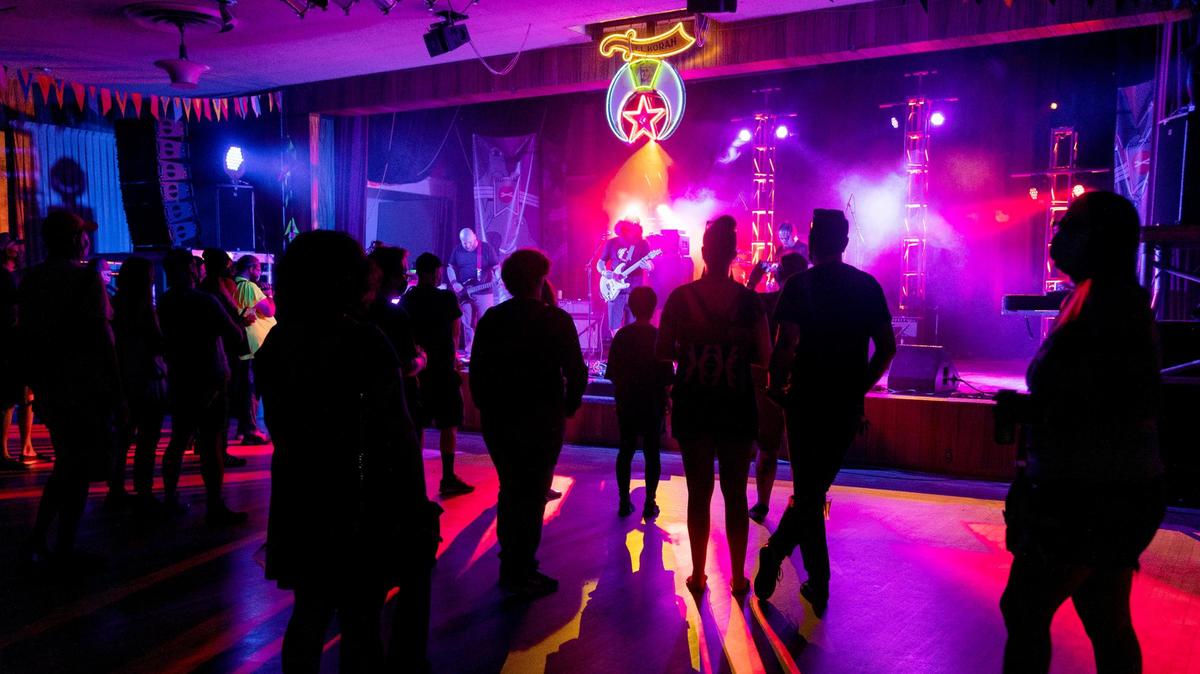 Music fans attend a show at El Korah Shrine during Treefort in 2021.