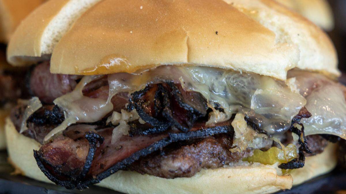Pastrami burger, one of 10 new food concessions on the menu at at Albertsons Stadium this coming season.