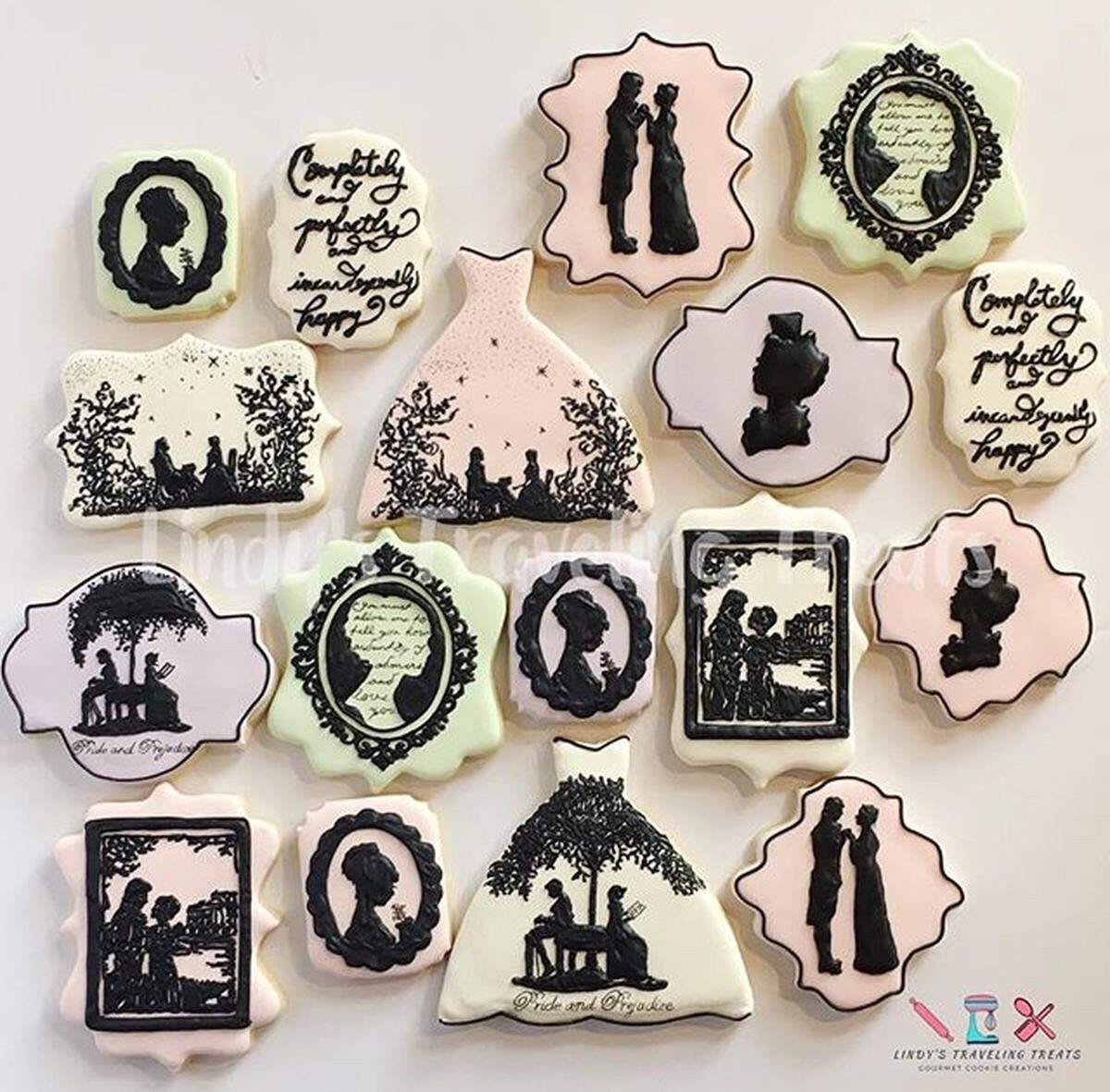 These Pride and Prejudice- themed cookies were designed by local at-home cookier Lindy Settle. “I could barely draw a stick figure, but icing is my medium,” she said. “Pen and paper? Ehh. But give me a bag of icing and a cookie, and it’s endless. I feel like when I’m doing my cookies I’m in my Zen place; I’m in my zone.”