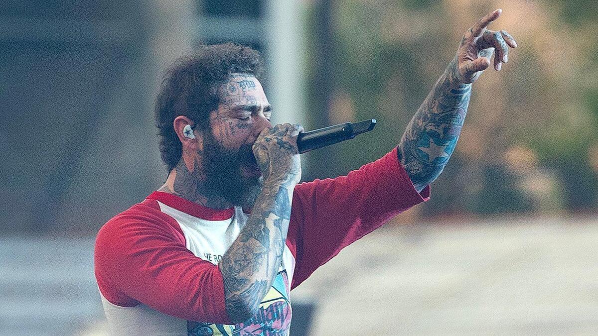 Post Malone performs during his Big Ass Stadium Tour stop in Idaho at Boise State’s Albertsons Stadium Tuesday, June 24, 2025..