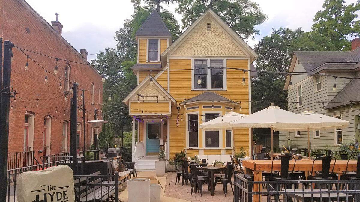 Apericena on 13th is planning to soft open in July, according to its website. The Hyde House sign above the door is gone, but the one near the sidewalk was still in place Wednesday.