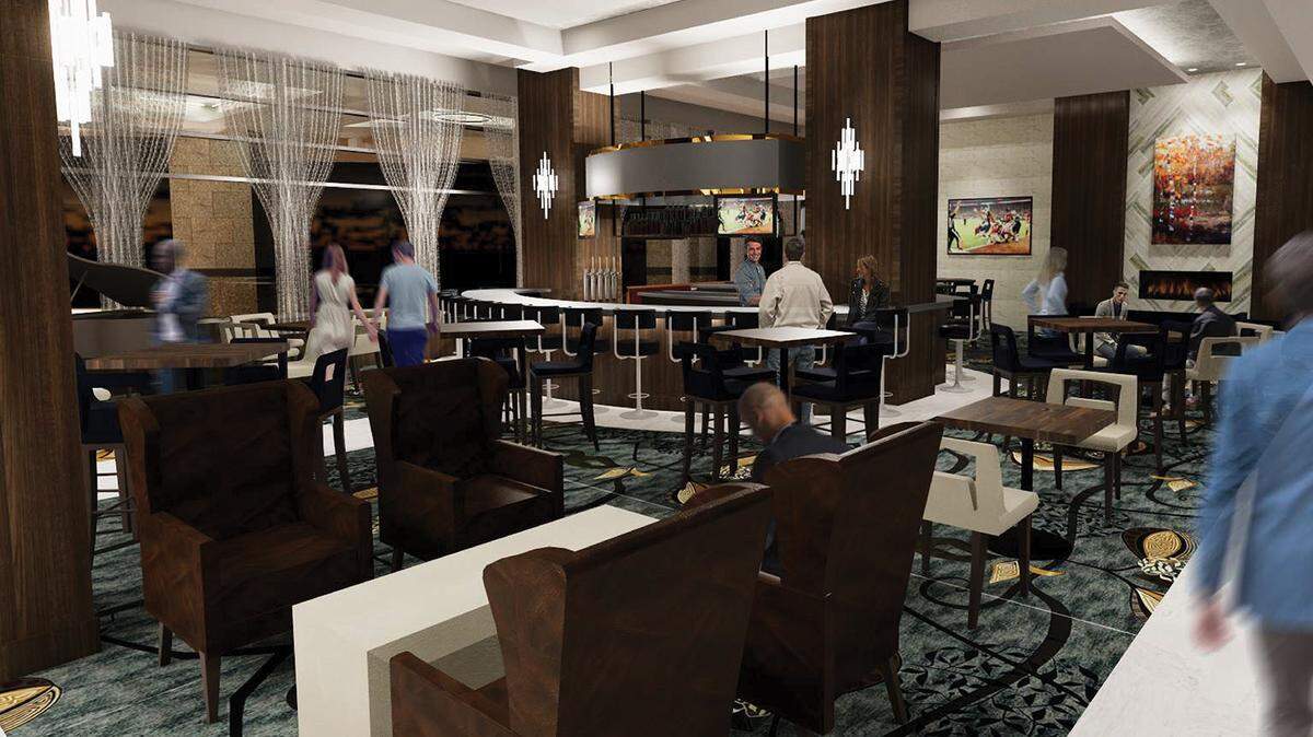 An artist’s rendering of the new bar on The Grove Hotel’s main floor. It will be closer to the center of the lobby.