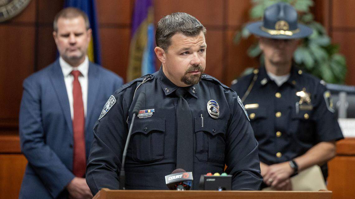 Moscow Police Chief Anthony Dahlinger read prepared remarks and answered questions after the sentencing of Bryan Kohberger for the University of Idaho student murders last month at the Ada County Courthouse in Boise. Kohberger received four consecutive life prison terms with no chance of parole.