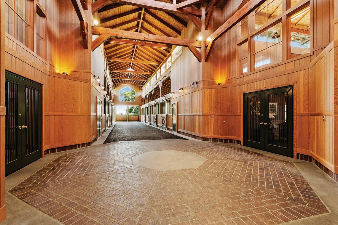 The property’s horse barn includes a show room, manager’s office and reception area, as shown here.