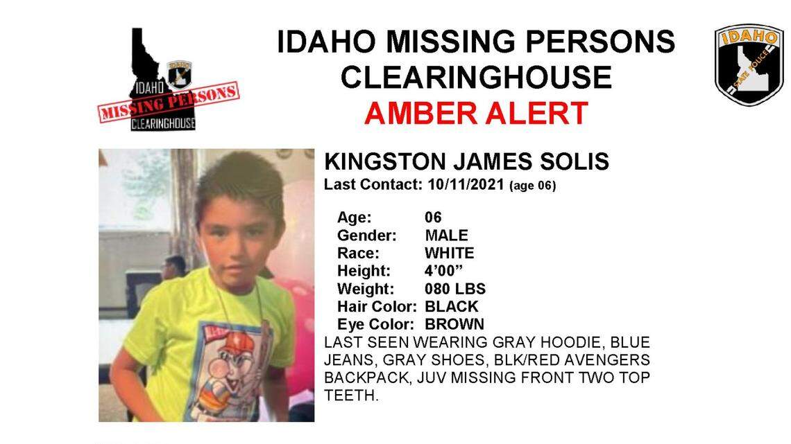 Idaho State Police issued an Amber Alert just before 4 p.m. Monday, hoping to locate Kingston James Solis.