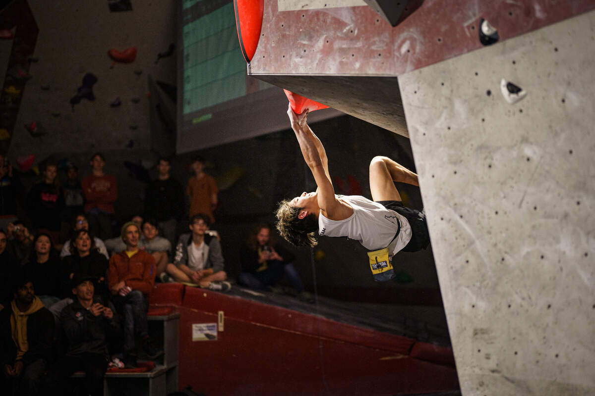 Jimmy Catama climbs a route during Asana Climbing Gym’s Boulderama finals on Nov. 5, 2022. Catama is one of 12 competitors participating in the Idaho Bouldering Championship on Saturday, Dec. 17, 2022.