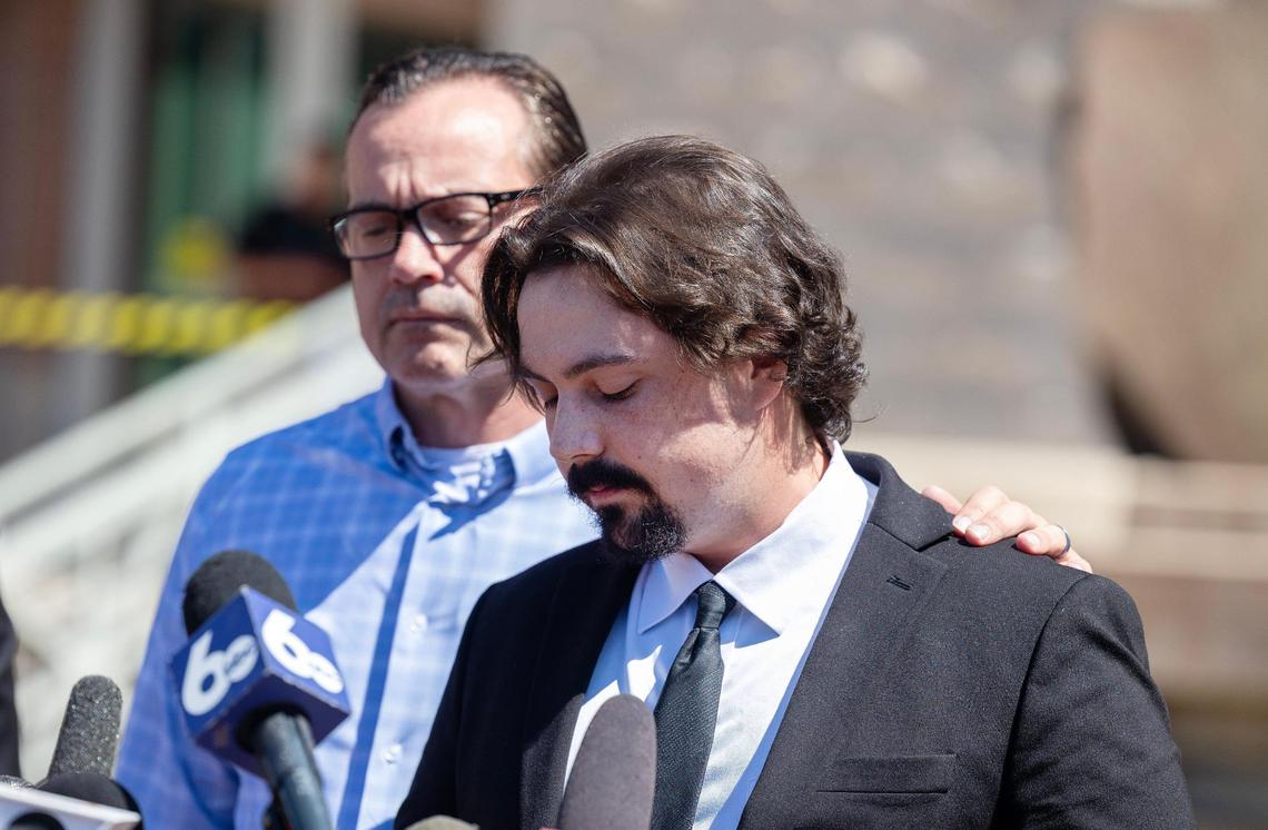 Steven Goncalves, brother of victim Kaylee Goncalves, speaks outside of the Ada County Courthouse after the sentencing of Bryan Kohberger, Wednesday, July 23, 2025. Kohberger, who pleaded guilty to the first-degree murders of four University of Idaho students, including Goncalves, received four consecutive life sentences on four counts of first-degree murder.