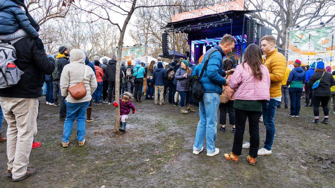 Festivalgoers mingle at Treefort Music Fest in Julia Davis Park.
