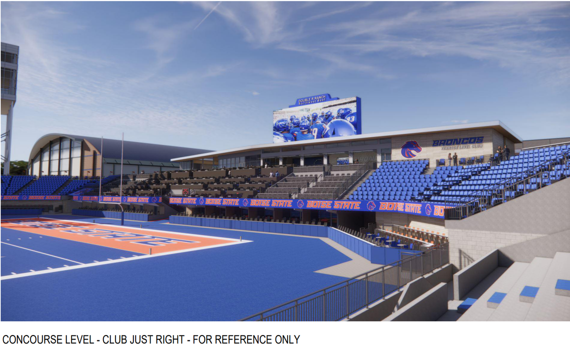 A rendering of the view from the concourse level of Boise State’s Notrh End Zone Project,