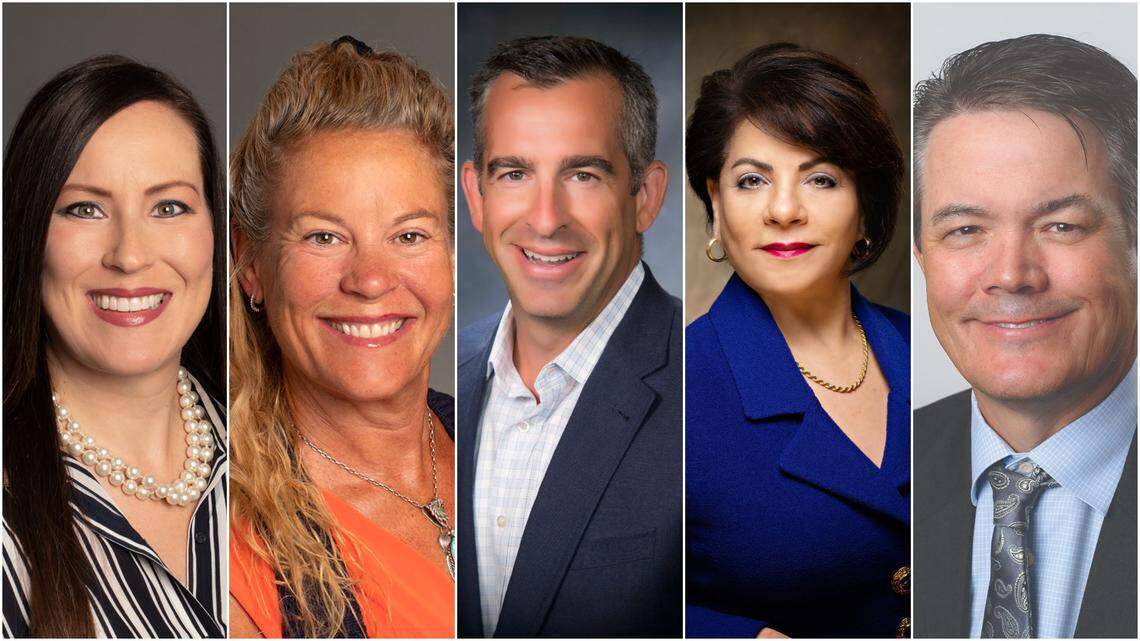 The Boise State University Foundation named five new members. From left: Jennifer Seamons, Kimberly Welsh, Mike Reynoldson, Odette Bolano, Jim Martin.