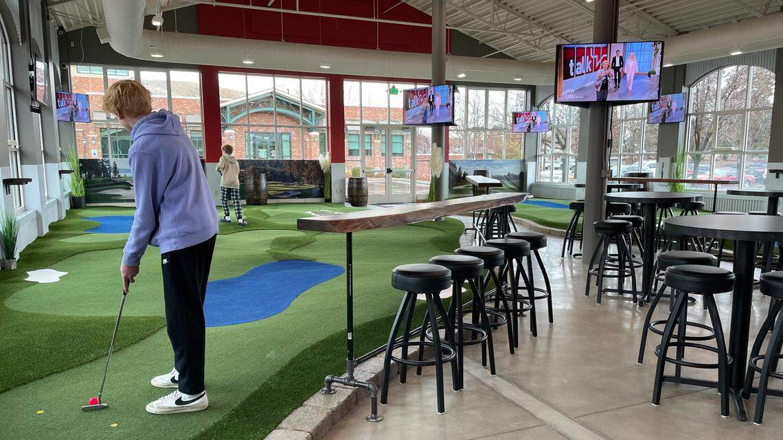 Golf-themed bar The Turn features a challenging, nine-hole putting course.