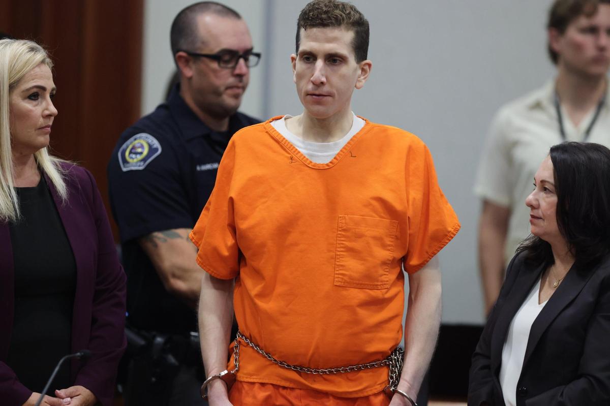 Bryan Kohberger, center, with public defenders Anne Taylor, left, and Elisa Massoth, pleaded guilty and was sentenced to consecutive life sentences in prison for killing four University of Idaho students in November 2022. He agreed to waive all appeal rights and has no chance of parole.