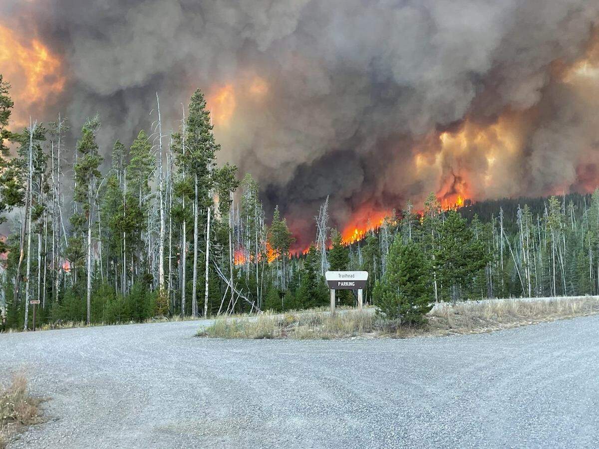 The Wapiti Fire at Stanley Lake on Thursday. On Friday, Custer County Sheriff Levi Maydole issued a first wave of evacuation orders, and urged residents in Stanley to be ready to go.
