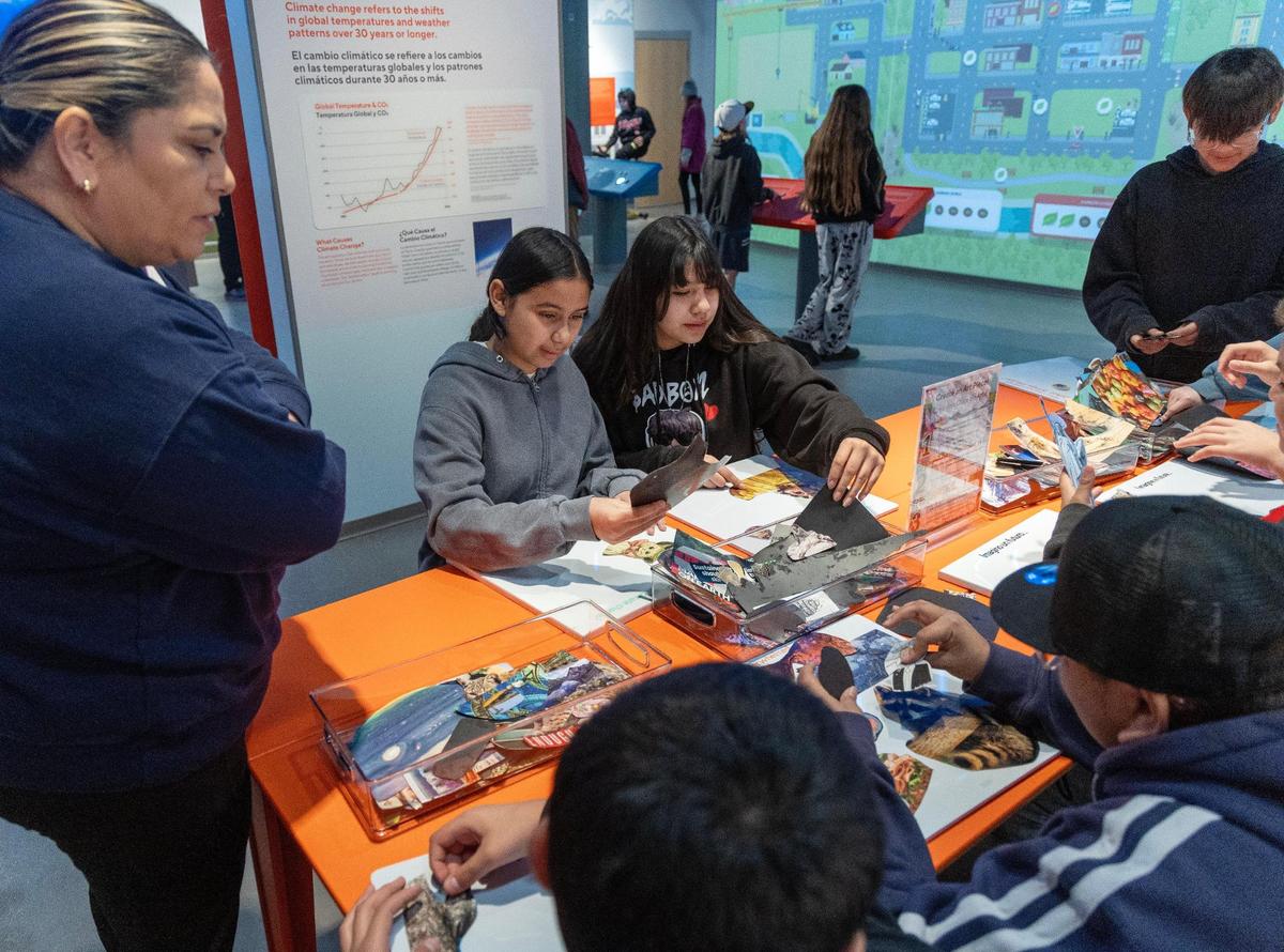 Students create climate-themed art pieces during a field trip to the WaterShed Climate + Water Education Center on March 13.