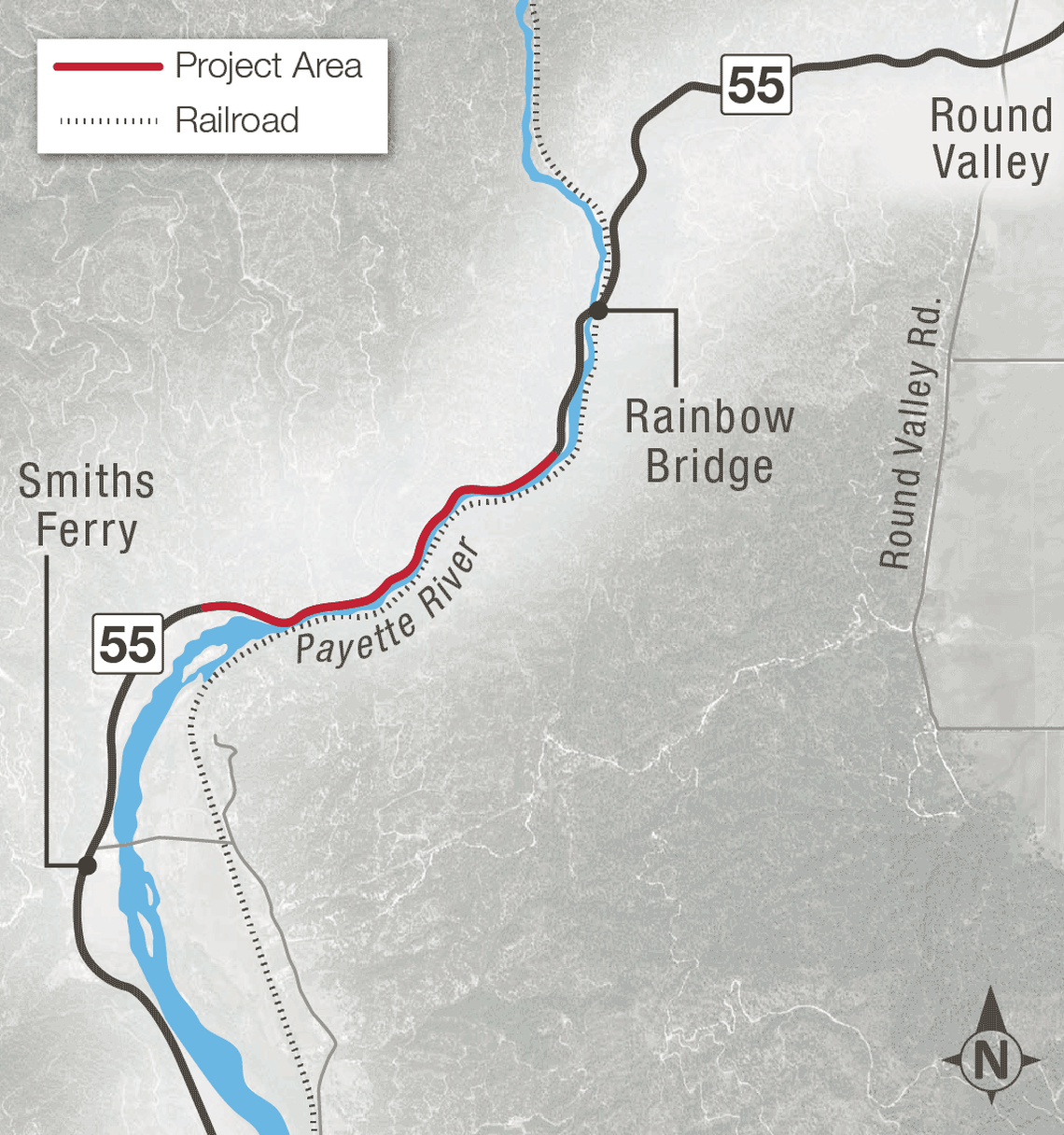 The Idaho Transportation Department will begin a two-year road widening project this fall for a one-mile stretch of Idaho 55 between Smiths Ferry and the Rainbow Bridge.