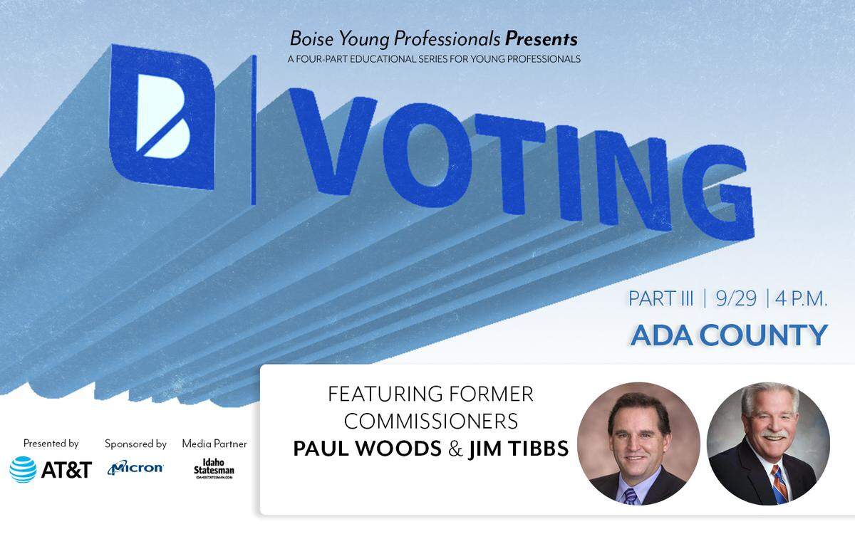 The Idaho Statesman is partnering with Boise Metro Chamber of Commerce and Boise Young Professionals for this series that explains how government works. On Sept. 29, it’s county government with former Ada County Commissioners Paul Woods and Jim Tibbs.