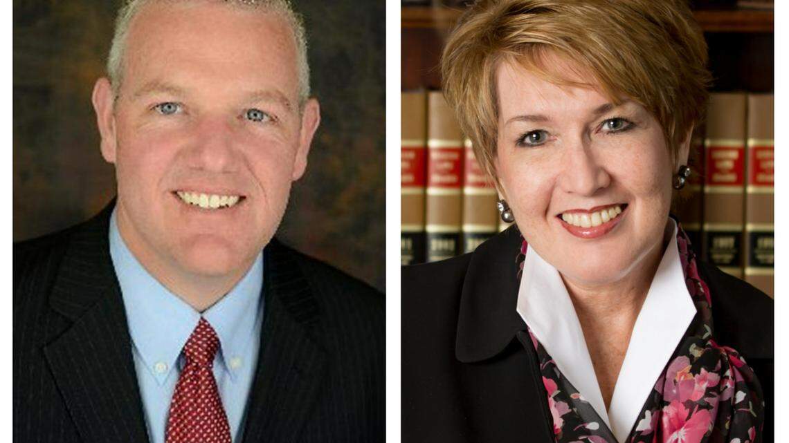 Idaho Controller Brandon Woolf (left) and Treasurer Julie Ellsworth (right) are running to retain their seats in the Nov. 8 general election.