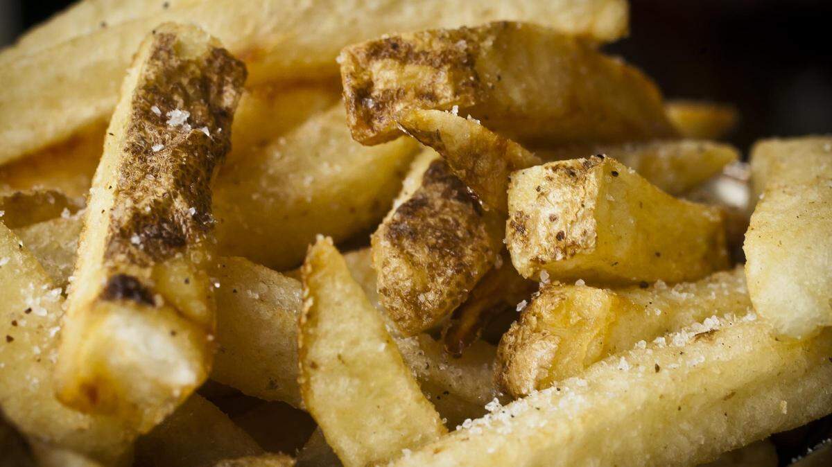 Bourgeois Fries made from steak-cut russet potatoes cooked in duck fat and sprinkled with truffle salt at the Boise Fry Company.