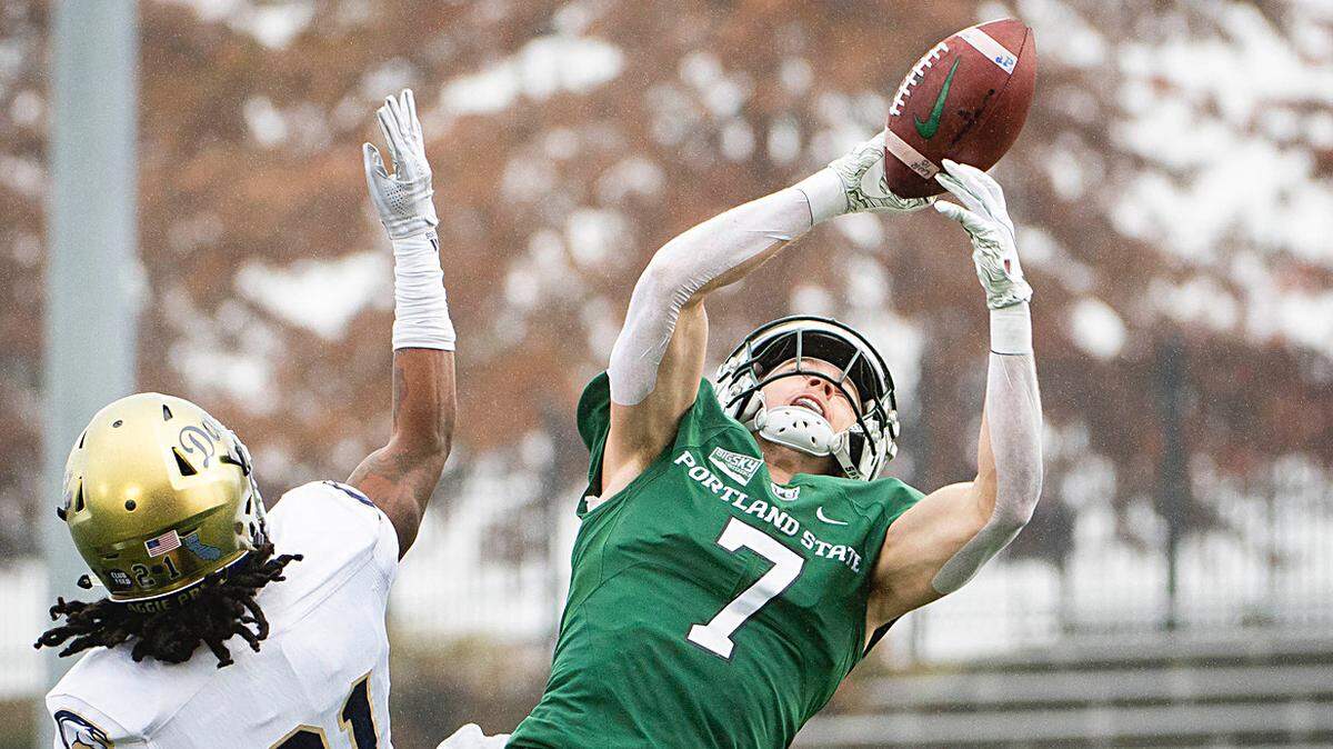 Boise State wide receiver Davis Koetter transferred from Portland State this spring. He caught 10 touchdown passes in the past two seasons with the Vikings, including a team-high eight in 2019.