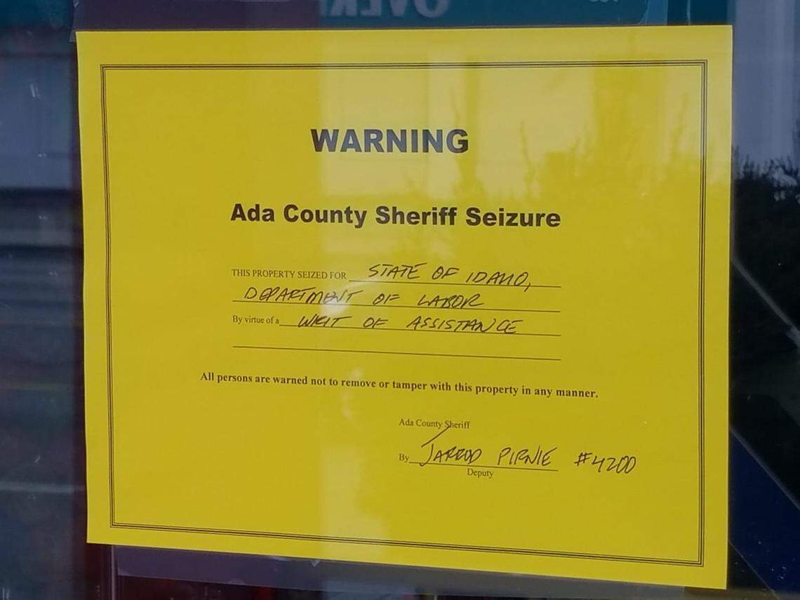 Deputies from the Ada County Sheriff’s Office posted this seizure notice when Rockies Diner was shut down on Tuesday. The Overland Road restaurant reopened Friday afternoon after owner Petros “Rocky” Paflias made a $15,000 payment to the Idaho Labor Department for delinquent unemployment taxes.