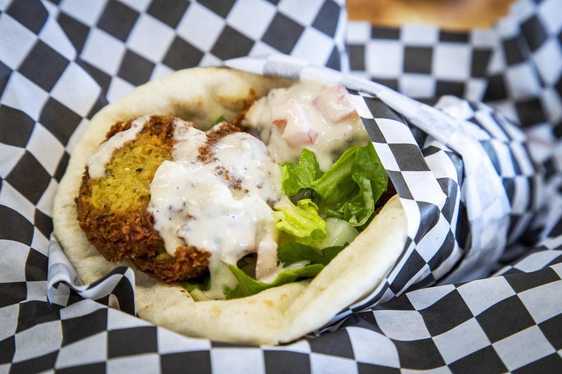 The Falafal Sandwich is served with garden salad for $3.49.