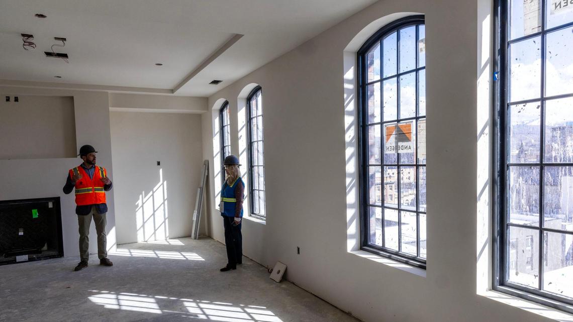 A corner penthouse suite called the Pend O’Reille features large windows and space on a top floor of Hotel Renegade, slated to open in May.