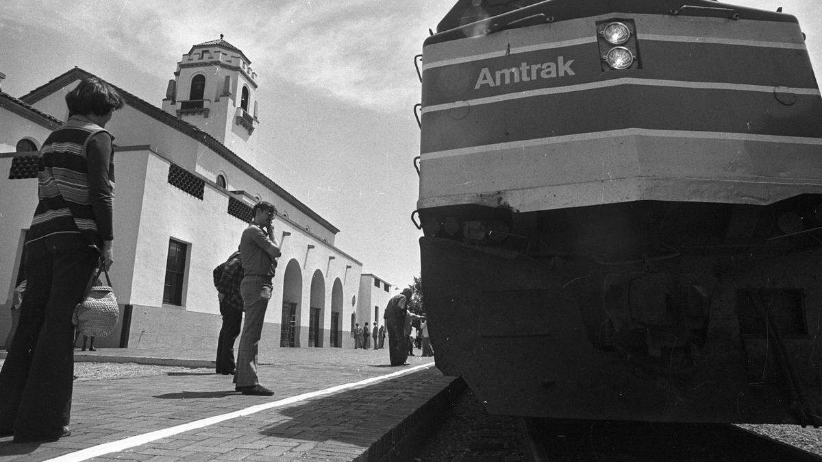 An Amtrak train arrives at the Boise Depot in the 1970s. The Boise area has not had passenger trains since the late 1990s.