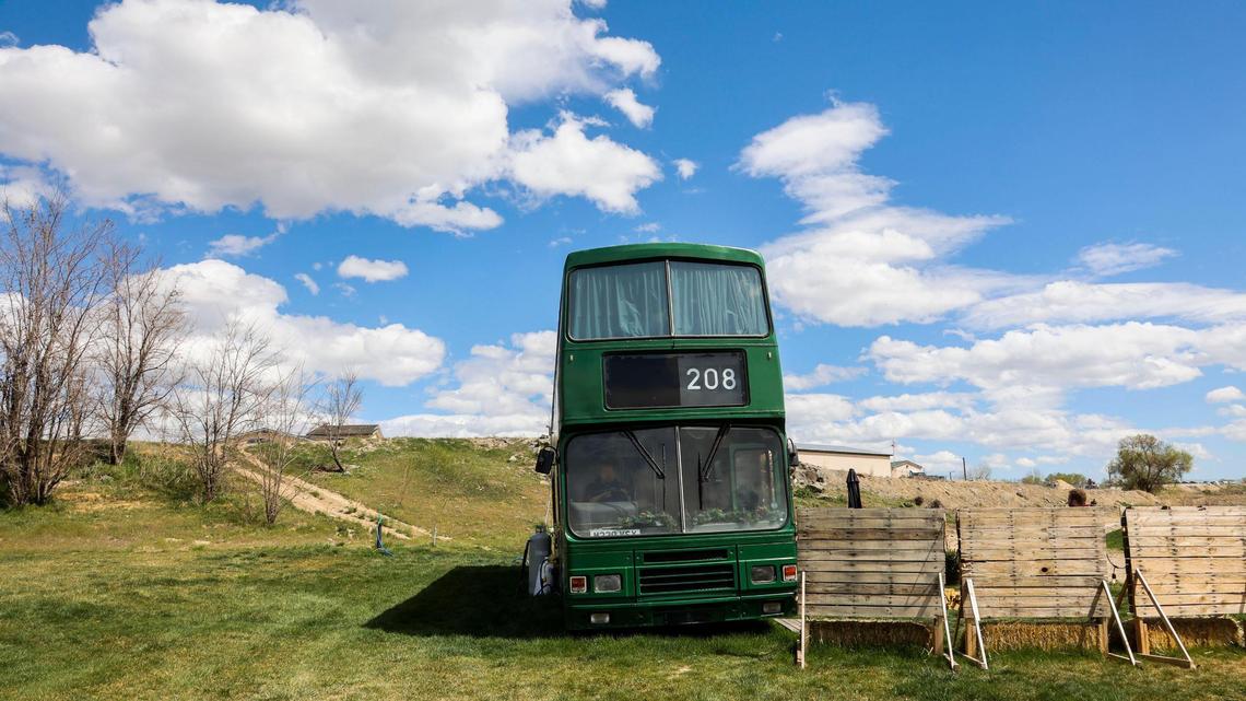 Not exactly what people expect to find in Caldwell — a large, British double-decker bus parked out in a field. Angie and Dustin Mori purchased the English bus and converted it into an Airbnb hideaway.
