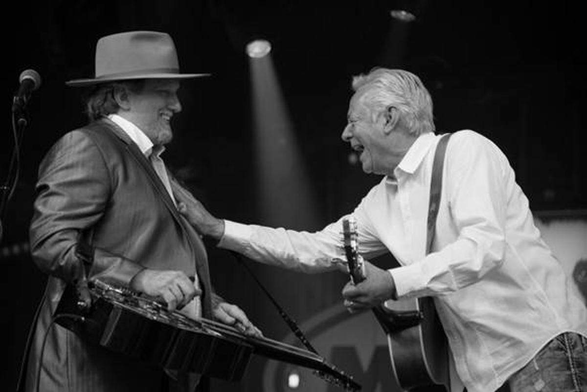Jerry Douglas, left, and Tommy Emmanuel will perform Sunday at the Egyptian Theatre.