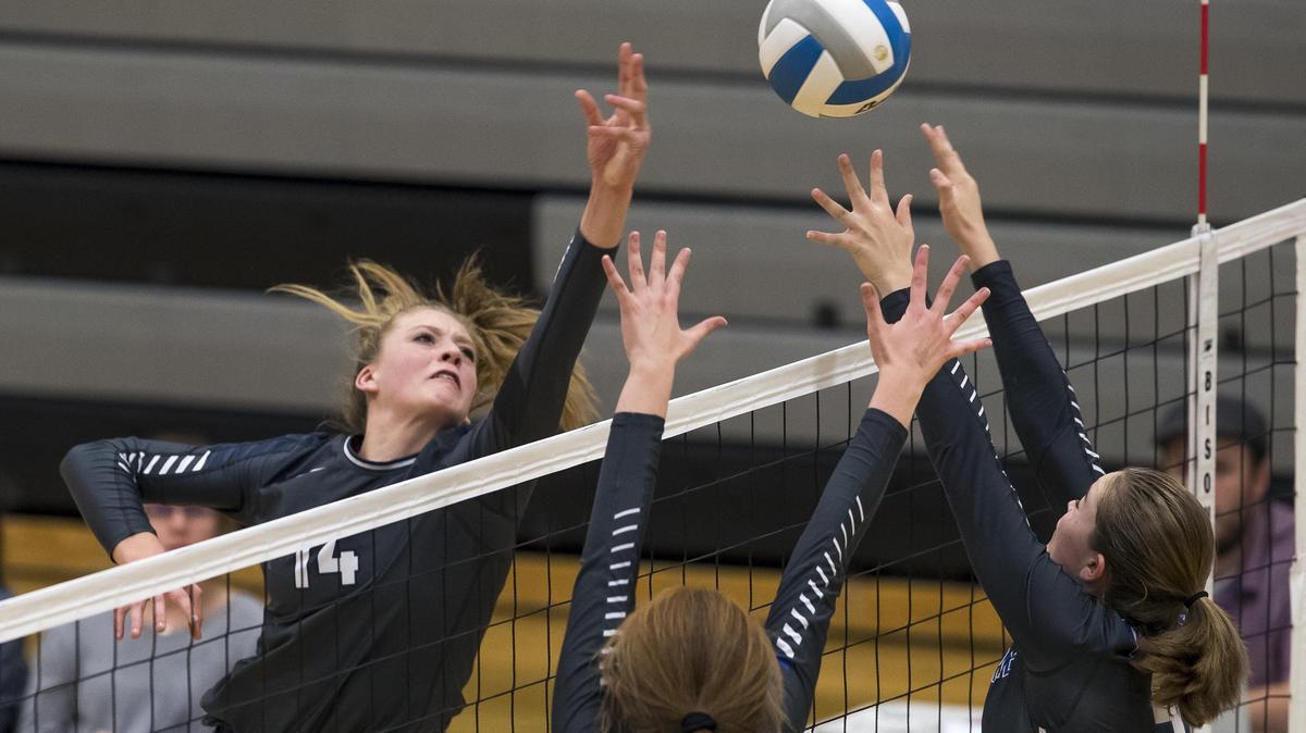 Skyview outside hitter Eden Bower, left, returns to the lineup after missing all of last year with a knee injury. She has verbally committed to BYU.