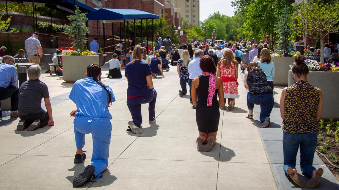Hundreds of St. Luke’s employees took a knee last June for the amount of time that a Minneapolis police officer knelt on George Floyd’s neck, killing him.
