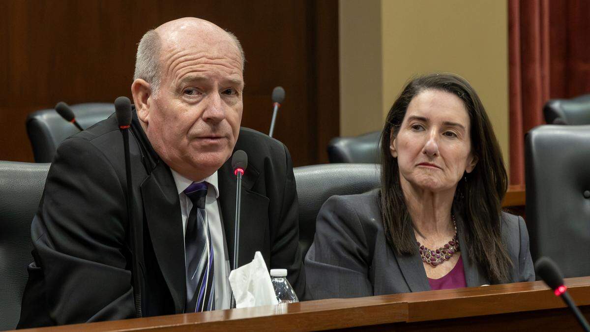 Speaker of the House Mike Moyle, R-Star, and House Minority Leader Ilana Rubel, D-Boise, present their outlook for the upcoming 2026 Legislative Session during a preview event hosted by the Idaho Press Club and Capitol Correspondents Association in the Lincoln Auditorium at the Idaho Statehouse, Thursday, Jan. 8, 2026.