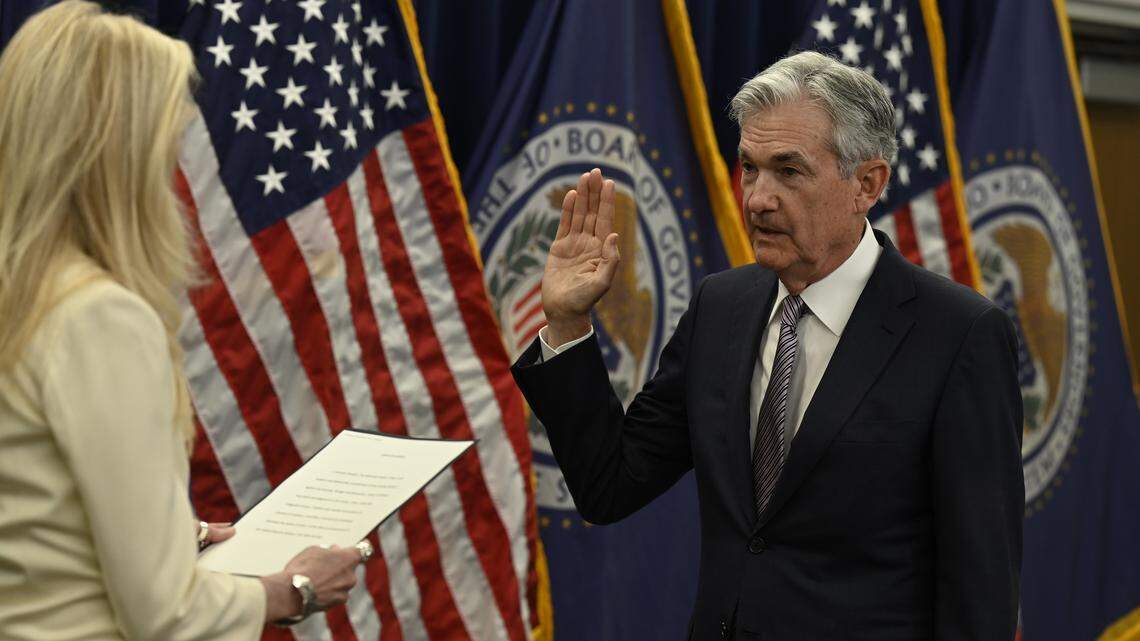 Federal Reserve Chair Jerome Powell is sworn in for a second term on May 23.
