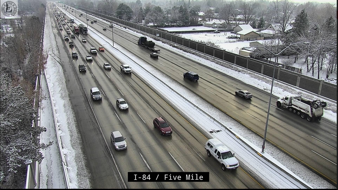 Westbound traffic is being diverted at the Eagle Road exit of I-84 after a wreck on Friday morning.