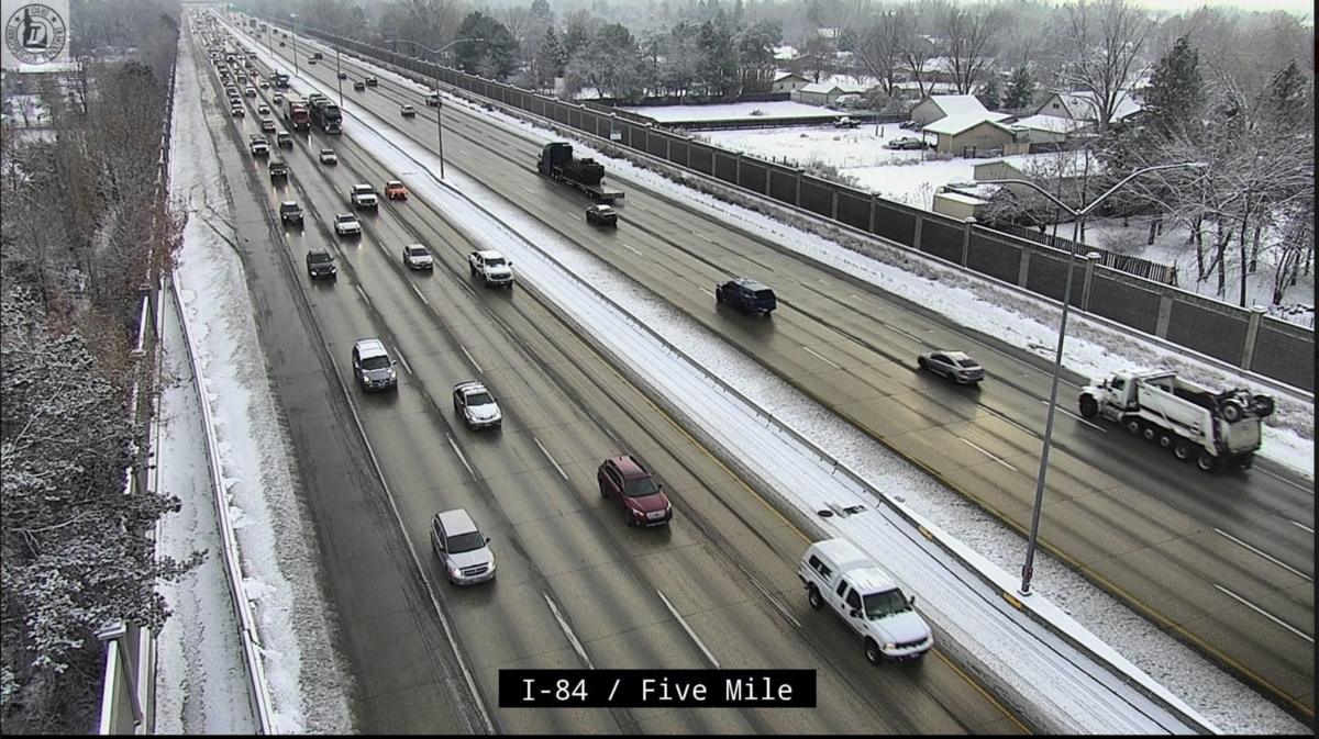 Westbound traffic is being diverted at the Eagle Road exit of I-84 after a wreck on Friday morning.