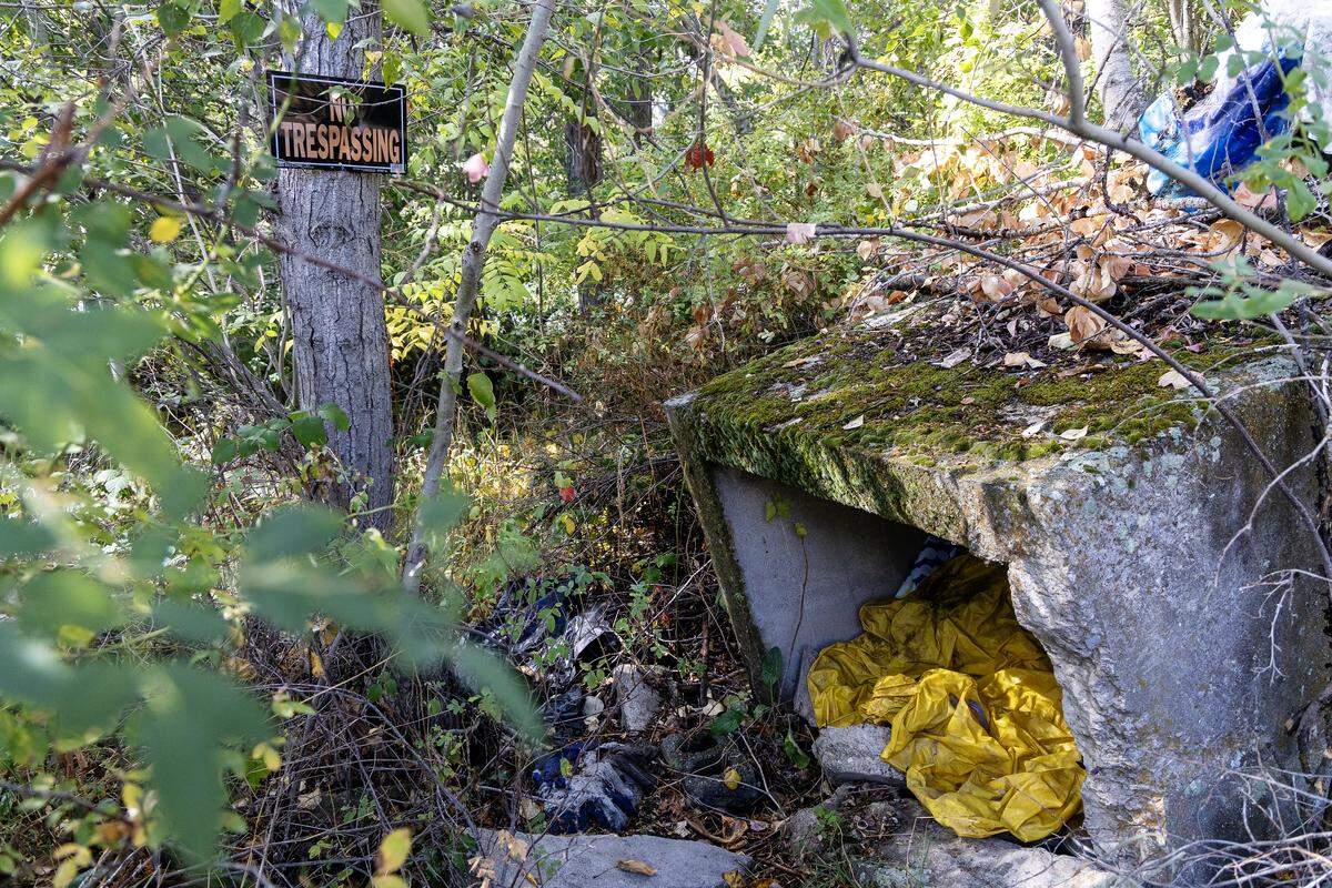 Christopher Burdge put up “no trespassing “signs near his campsite.