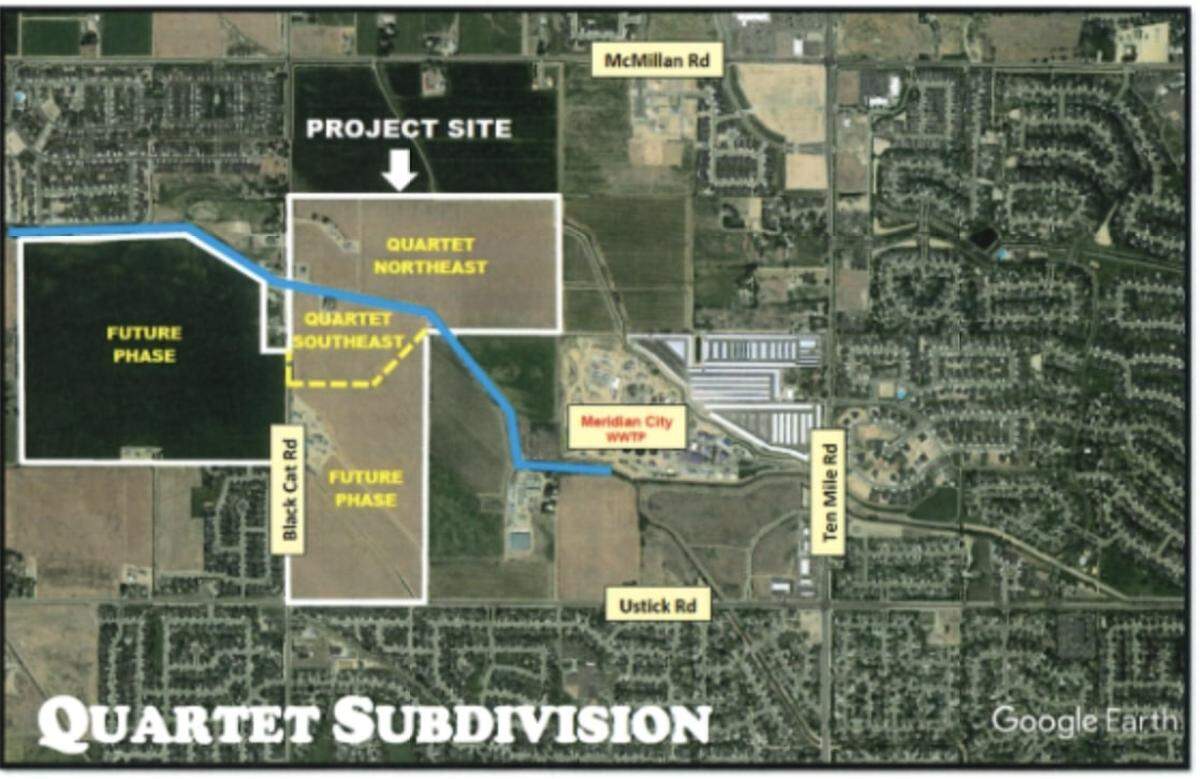 The Quartet Northeast and Quartet Southeast subdivisions would include nearly 92 acres east of Black Cat Road, between McMillan and Ustick Roads.