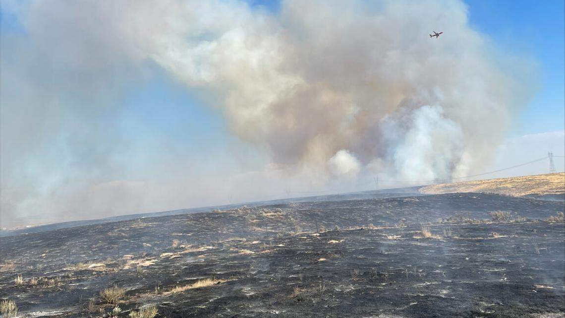 The DoubleTapp Fire, which began blazing Monday off of Interstate 84 southeast of Boise, was human-caused.