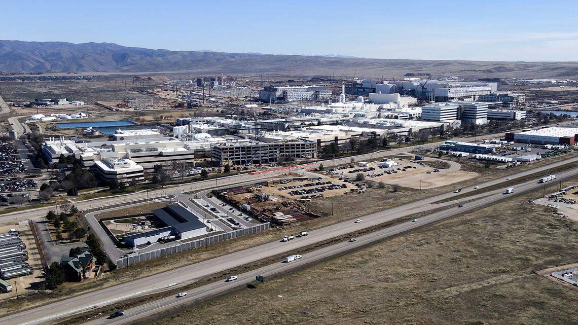 Construction of a new $25 billion plant at Micron progresses in East Boise on Feb. 27.