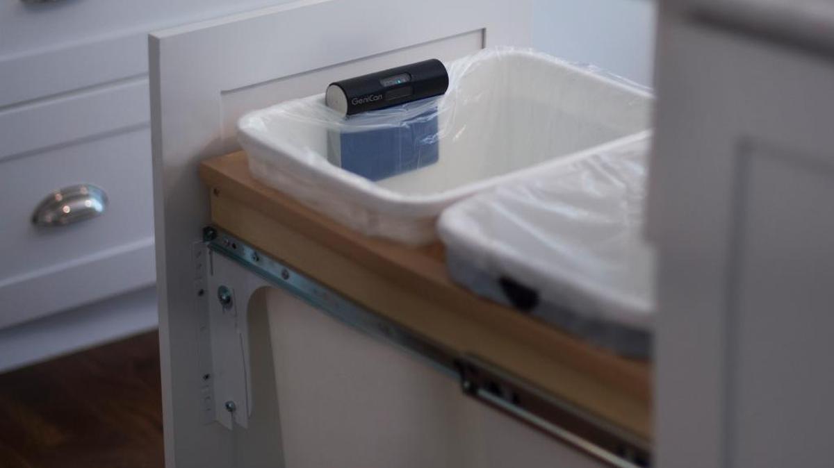 GeniCan helps create a grocery list at your garbage can.