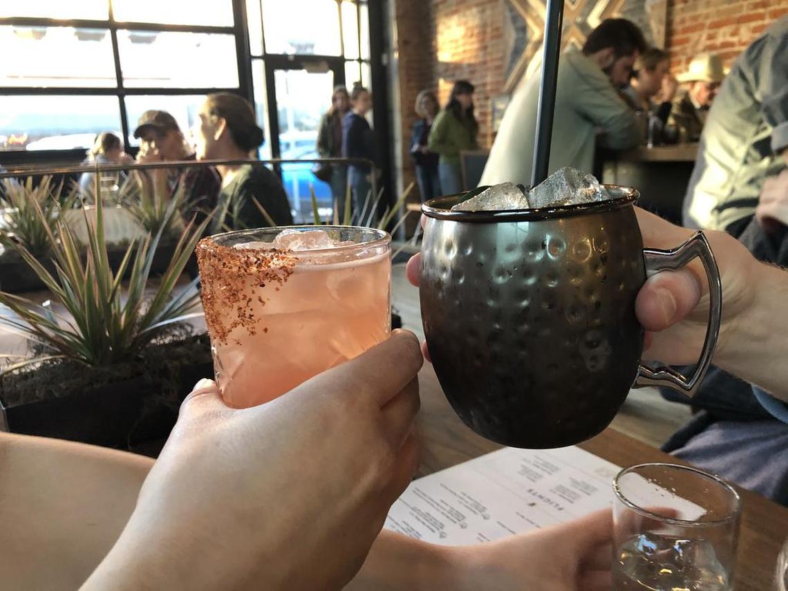 You can have fun with Mesa’s agave cocktails, such as the fruity Water Malone, left, and the smoky Mezcal Mule.