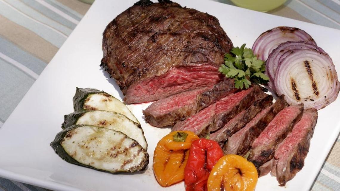 Bourbon-marinated tri-tip.