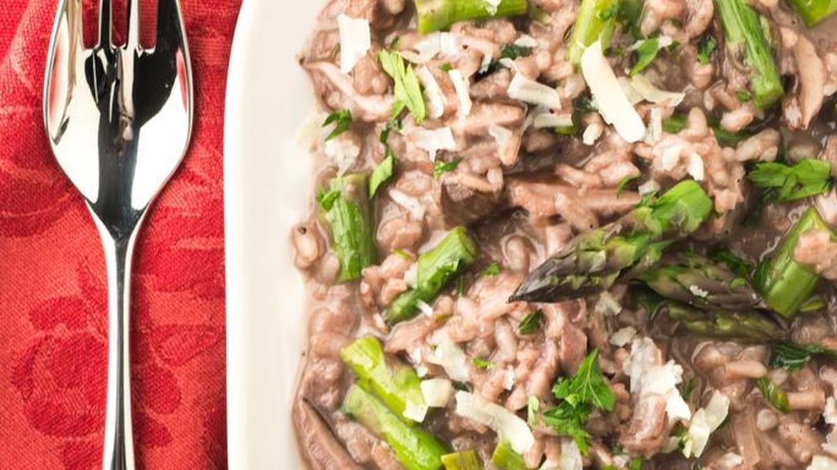 Asparagus and Mushroom Risotto.