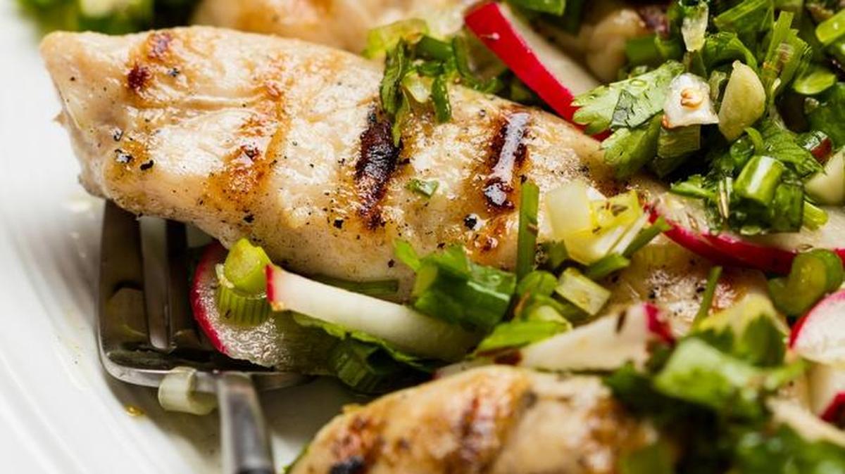 Grilled Chicken Tenderloins With Chimichurri.