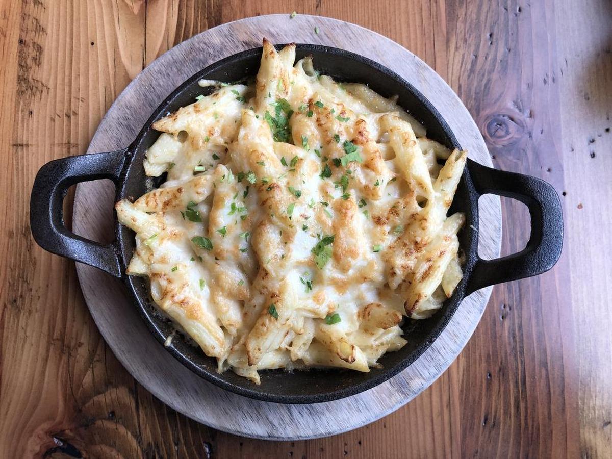 The top of the dish at Flatbread is so good that you need to be sure to mix it in with bites coming from the bottom.