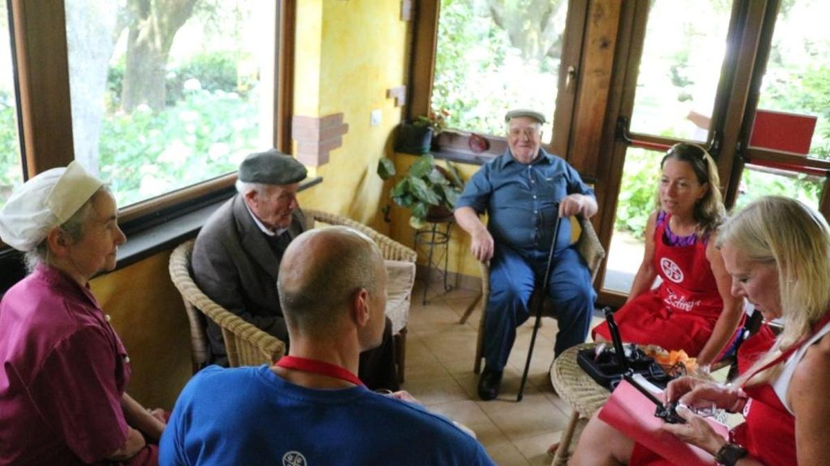 Dietitians Sue Linja and SeAnne Safaii-Waite, both on the right, interviewed local residents and took cooking classes in Sardinia, Italy, as part of their research on longevity.
