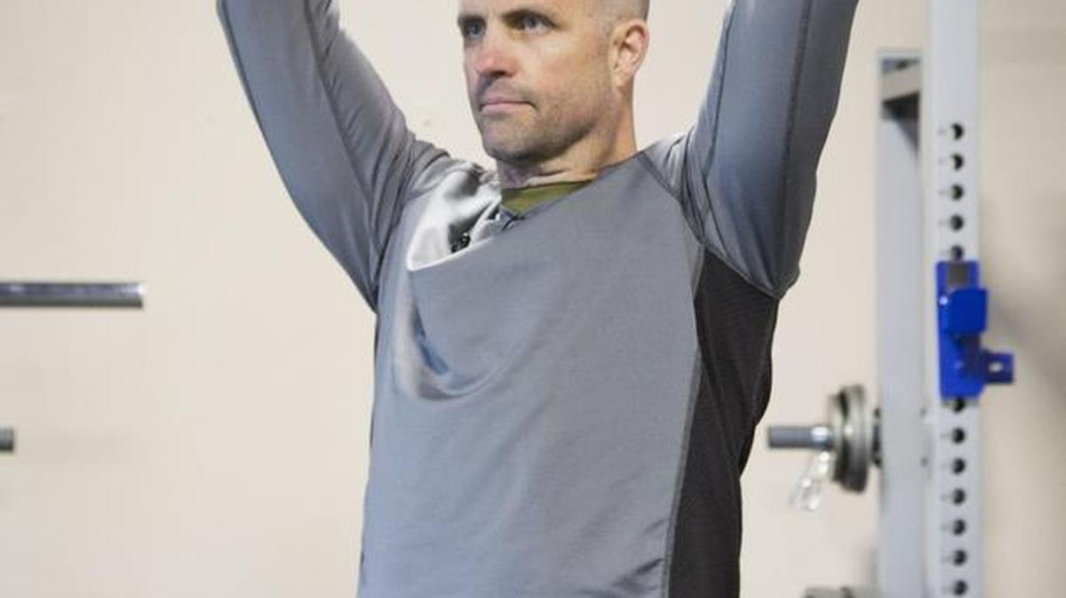 Dumbell thrusters, extension. Jason Wanlass, with Champion Fitness Training, has some tips on how to stay active during the holidays and a quick total body strength & conditioning circuit to get you the most bang for your buck.