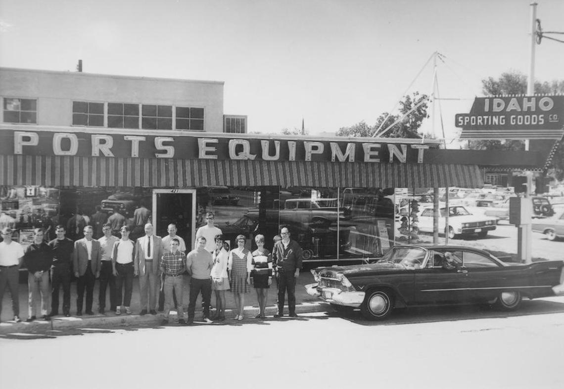 Idaho Sporting Goods employees in front of the store in 1970.