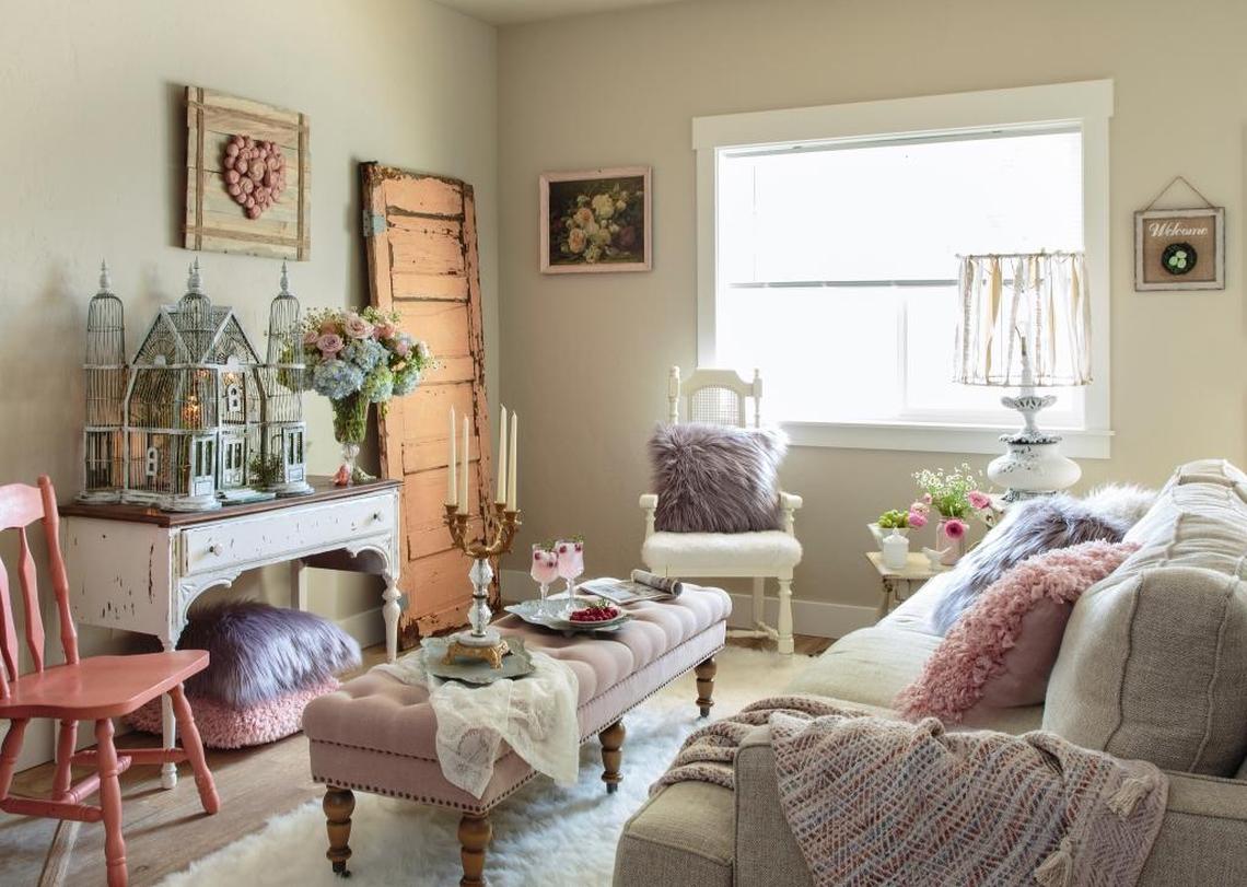 “Romantic Country is definitely for the people who like kind of the shabby chic look, and not necessarily all out shabby chic, but really more romantic. The pinks and the blues, the lace and the roses, that kind of thing. They usually have fluffy pillows. ... Hers was a bit of eclectic. She had a bit of boho with the furry cushions,” Fifi O’Neill says about Amanda Mosdell’s former Meridian home.